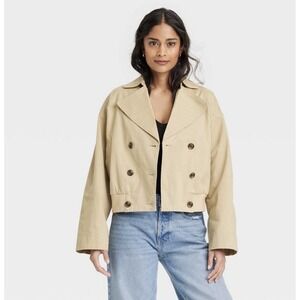 Women's Trench Coat - Universal Thread Size Small Elastic Waist Button‎ Lining